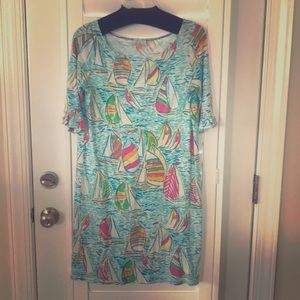 Sail boat print cotton dress